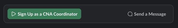 Slack channel showing Reserve a CVE ID and Sign Up as a CNA Coordinator workflow buttons
