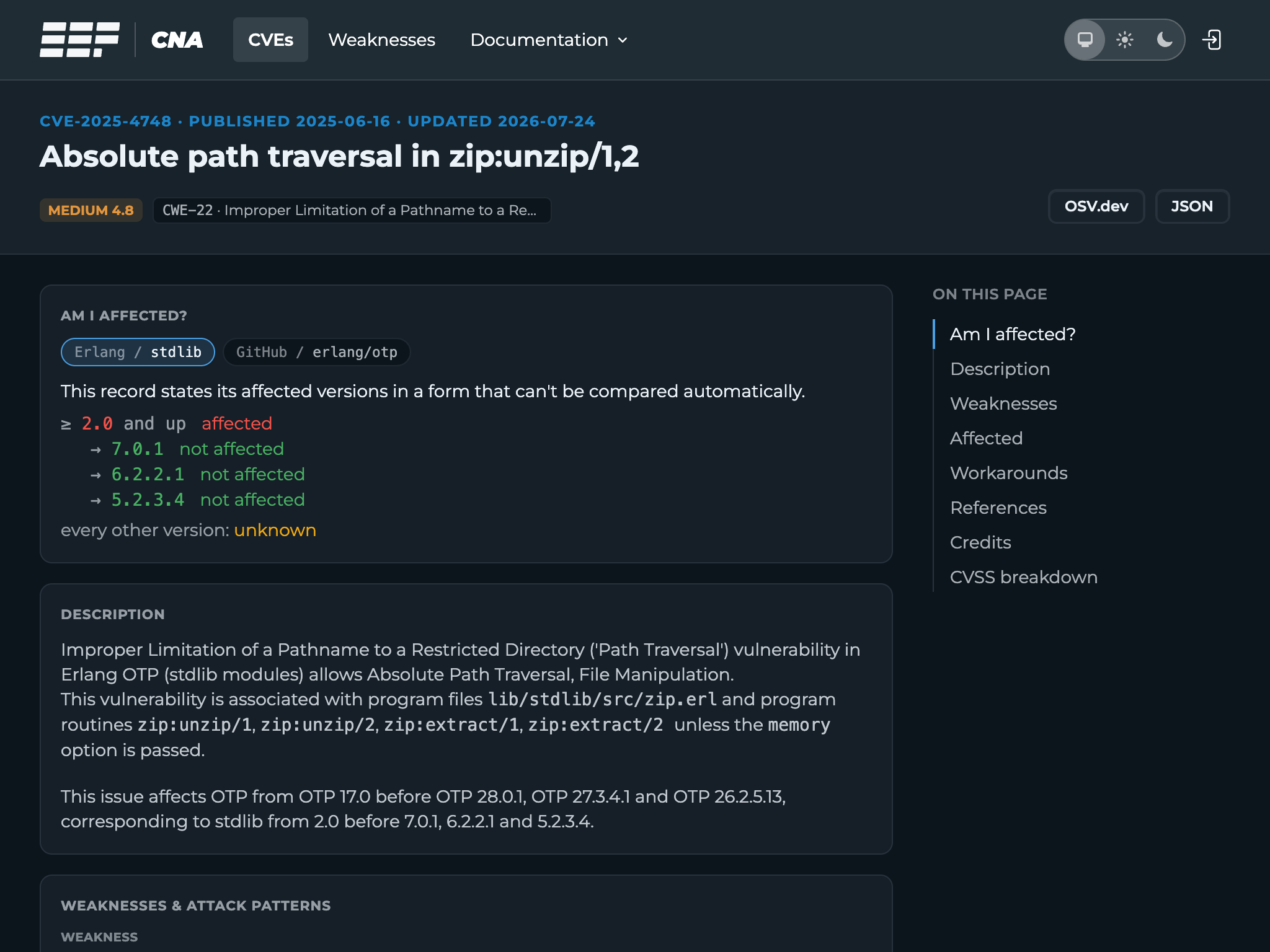 CVE published on cna.erlef.org